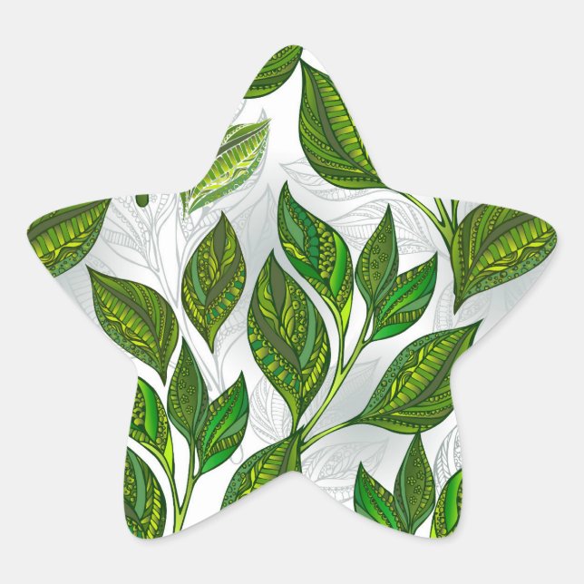 Adesito Estrela Padrão contínuo com folhas de chá verde (Frente)