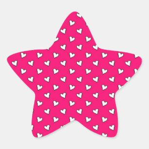 Adesito Estrela Padrão de Coração Rosa e Branco Fofo