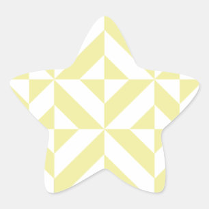 Adesito Estrela Padrão de Cubo de Deco Geométrico Amarelo Pálido