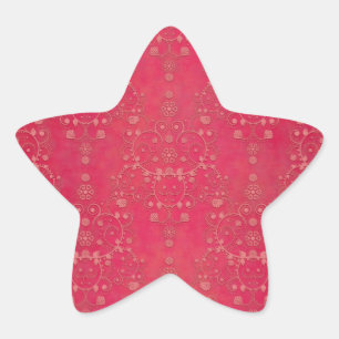 Adesito Estrela Padrão de Damasco Floral Rosa Escuro