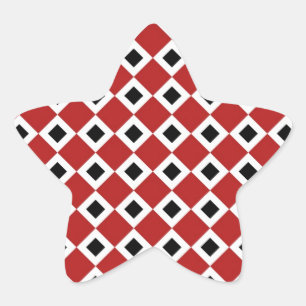 Adesito Estrela Padrão de Diamante Vermelho, Branco, Preto