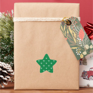 Adesito Estrela Padrão de Estrelas Verdes e Brancas Festivas