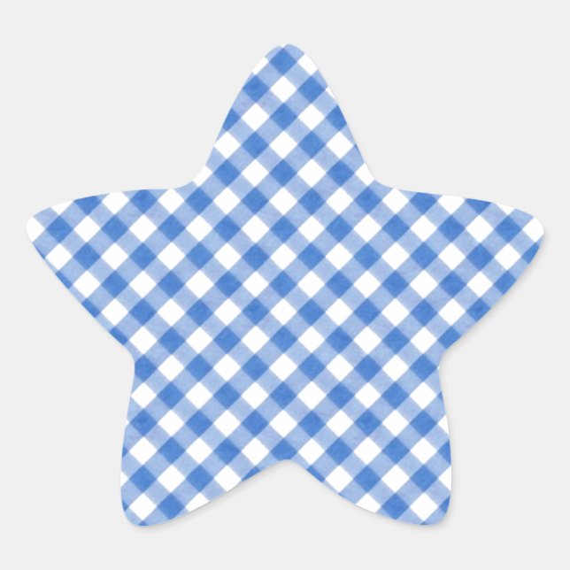 Adesito Estrela Padrão de Gingham Azul (Frente)
