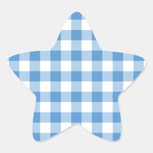 Adesito Estrela Padrão de Gingham Branco e Azul Claro