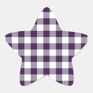 Adesito Estrela Padrão de Gingham Púrpura e Branca