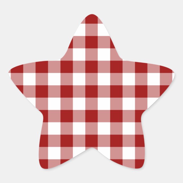 Adesito Estrela Padrão de Gingham Vermelho e Branco (Frente)
