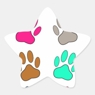Adesito Estrela Padrão de Impressão da Pata de Cachorro Multicol
