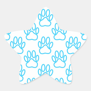 Adesito Estrela Padrão de Impressão da Pata de Cão Azul