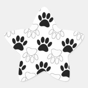 Adesito Estrela Padrão De Impressão Da Pata De Cão Preta E Bran