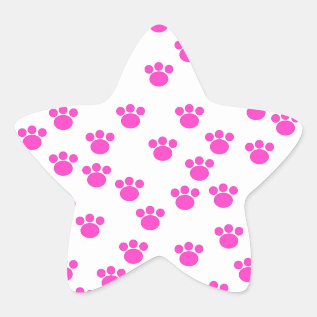 Adesito Estrela Padrão de impressão rosa brilhante e pata branca. (Frente)