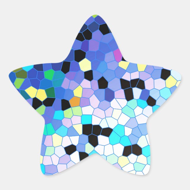 Adesito Estrela Padrão de Mosaico Azul e Negro (Frente)
