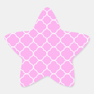 Adesito Estrela Padrão De Quatrefoil Cor-De-Rosa E Branco