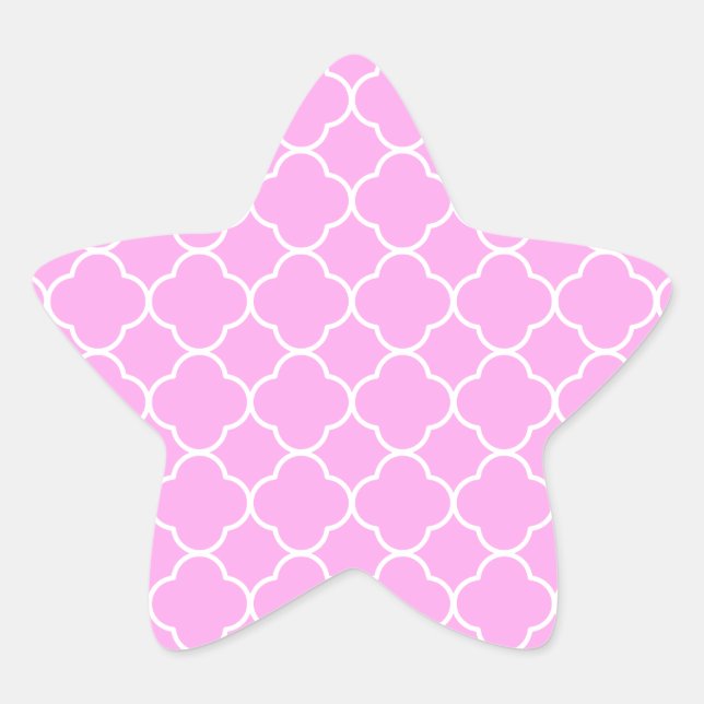Adesito Estrela Padrão De Quatrefoil Cor-De-Rosa E Branco (Frente)