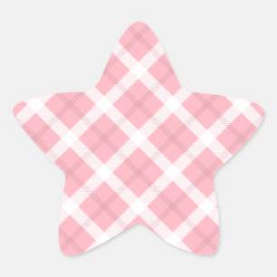 Adesito Estrela Padrão De Tartan Cor-De-Rosa E Branco