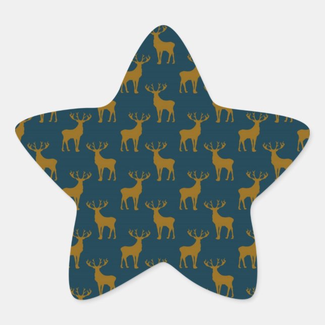 Adesito Estrela Padrão de Veado Marrom e Azul (Frente)