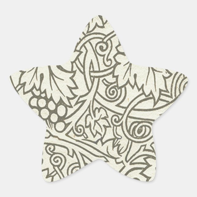 Adesito Estrela Padrão de videira verde cinza de William Morris (Frente)