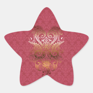 Adesito Estrela Padrão Dourado do Ornament Damast fuchsia delux