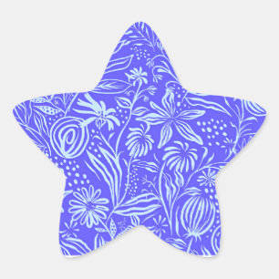 Adesito Estrela Padrão floral azul brilhante-lilás