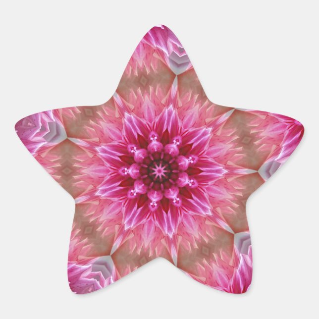 Adesito Estrela Padrão Geométrico de Flor Cor-de-Rosa Mandala - 67 (Frente)