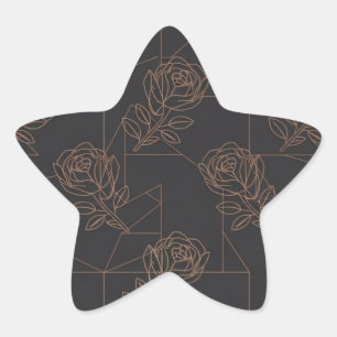 Adesito Estrela Padrão Geométrico de Linha de Arte em Dourado Rosa