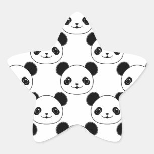 Adesito Estrela Padrão Kawaii Panda Em Preto E Branco