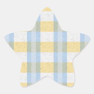 Adesito Estrela Padrão Xadrez Azul Pastel e Amarelo