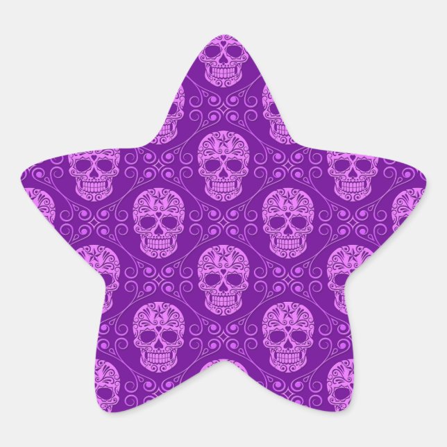 Adesito Estrela Padrões do crânio de açúcar roxo (Frente)