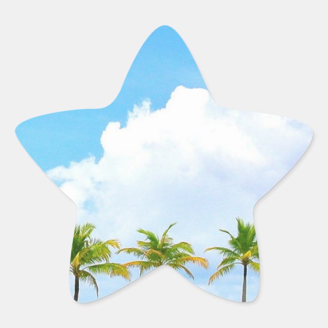 Adesito Estrela Palmas Personalizadas Céu Azul Nuvens Modelo em Br (Frente)