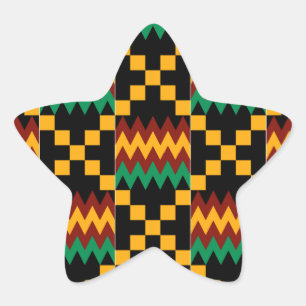 Adesito Estrela Pano preto, verde, vermelho, e amarelo de Kente