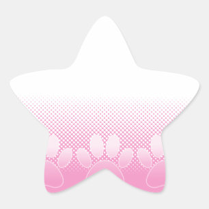 Adesito Estrela Patas Rosa e Branca com Fundo de Papel Jornal