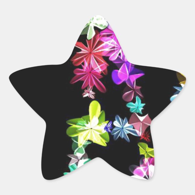 Adesito Estrela "PAZ" na Impressão de Arte das Flores (Frente)