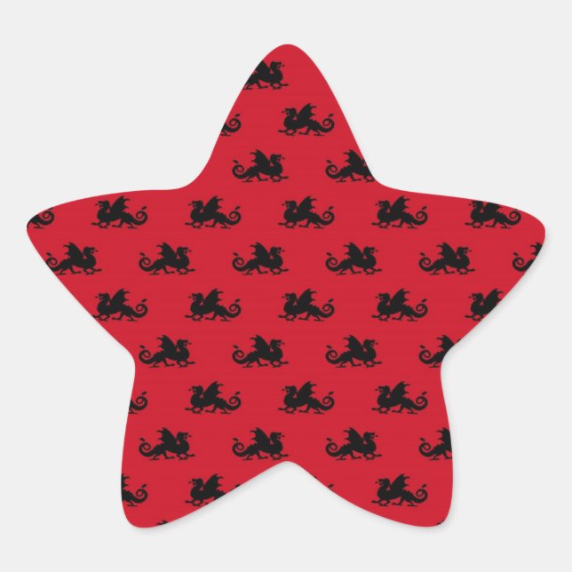 Adesito Estrela Pequenos Dragões em Fundo Vermelho (Frente)