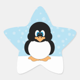 Adesito Estrela Pinguim bonito com palitos de neve