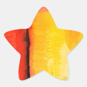Adesito Estrela Pintura de Abstrato Amarelo Vermelho Moderno