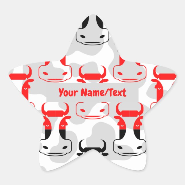 Adesito Estrela Placa Personalizada Padrão Vacas Engraçadas e Mal- (Frente)