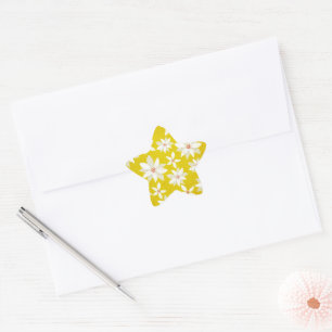 Adesito Estrela Pontas brancas Realces vermelhos Ouro brilhante Am