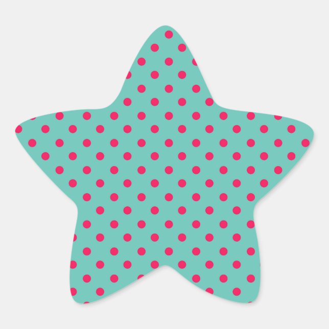 Adesito Estrela Pontos cor-de-rosa profundo no azul-aquático (Frente)