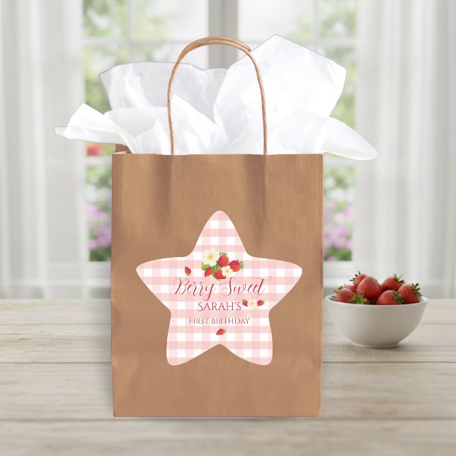 Adesito Estrela Presente de Morango Doce para o Primeiro Aniversár (Berry Sweet Strawberry Favor Gift 1st Birthday Star Sticker)
