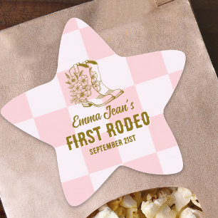 Adesito Estrela Primeiro Rodeio Botas de Cowgirl Marrom 1º Anivers