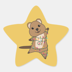 Adesito Estrela Quokka Natal Snow Animais de inverno Quokkas Star