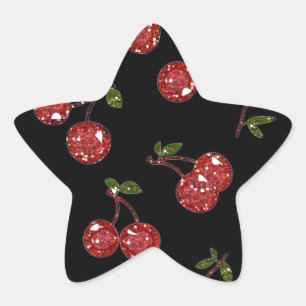 Adesito Estrela RAB Rockabilly Cerejas Muito Vermelhas Em Preto