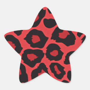 Adesito Estrela RAB Rockabilly Estampa de Leopardo Vermelho Preto