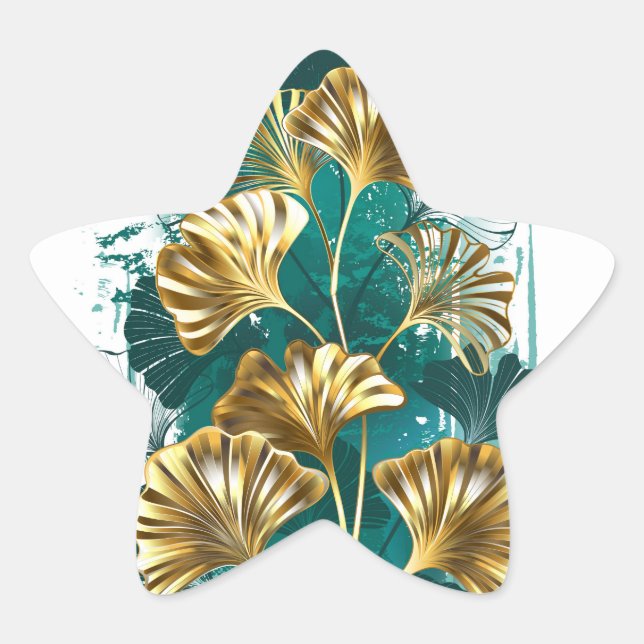 Adesito Estrela Ramificação com Ouro deixa Ginko Biloba (Frente)