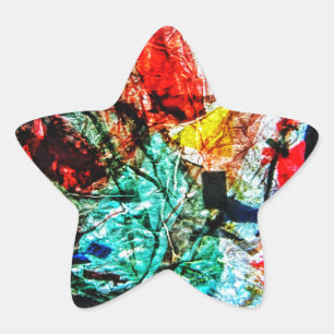 Adesito Estrela Reciclado de plástico abstrato com selo azul