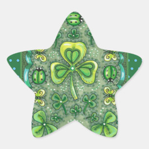 ADESITO ESTRELA RUAS. PATRICK'S DAY FOLK ART SHAMROCKS N' LADYBUGS