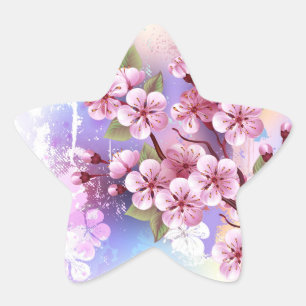 Adesito Estrela Sakura rosa no fundo da pintura