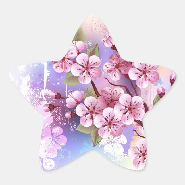 Adesito Estrela Sakura rosa no fundo da pintura (Frente)