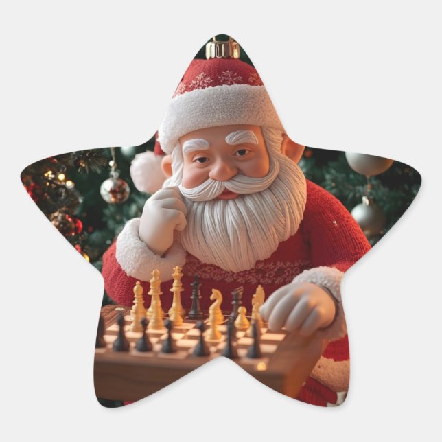 Adesito Estrela Santa’s Next Move – Funny Chess Christmas Sticker (Frente)