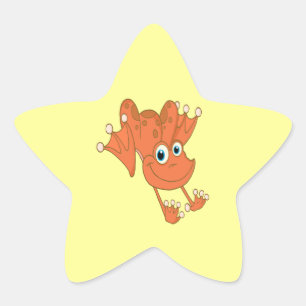 Adesito Estrela sapo laranja de salto feliz e giro