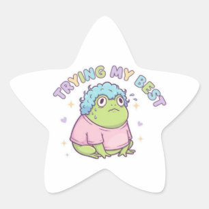 Adesito Estrela Sapo Tentando ao Máximo Sticker Sapo Estressado Fo